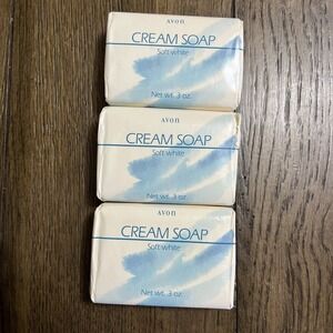 Vintage Avon Soap Cream Soap Soft White lot of 3  3oz Bars 1992